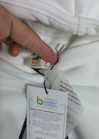 Kapüşonlu Beyaz Kız Çocuk Sweatshirt - Görsel 4