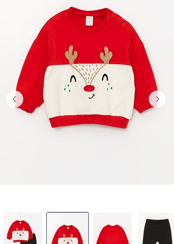 LCW Baby Erkek Kırmızı Nakışlı Sweatshirt ve Pantolon Seti - Görsel 3