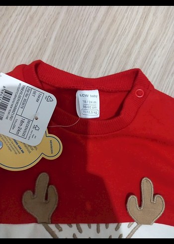 LCW Baby Erkek Kırmızı Nakışlı Sweatshirt ve Pantolon Seti - Görsel 5