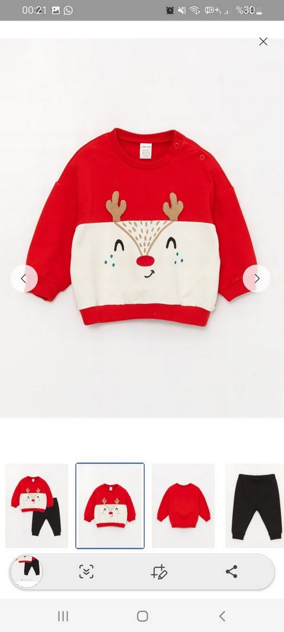 LCW Baby Erkek Kırmızı Nakışlı Sweatshirt ve Pantolon Seti - Görsel 3