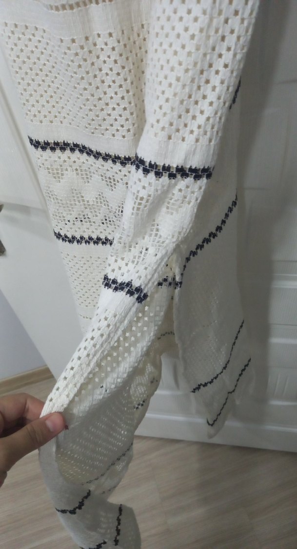 Dantel Detaylı  krem Bohem Uzun Elbise - Görsel 4