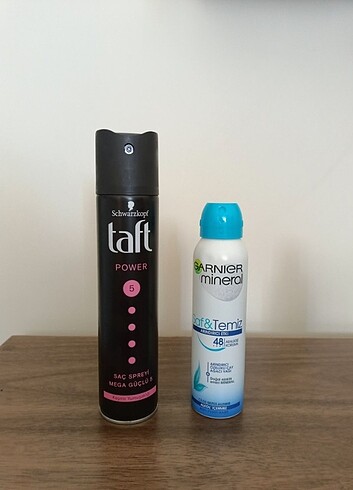 Taft 5 numara saç spreyi ve Garnier deodorant 