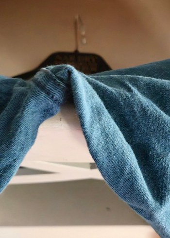 42 Beden Kadın Parlak Mavi Elastik Denim Pantolon