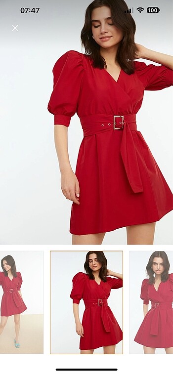 40 Beden Bordo kemerli elbise