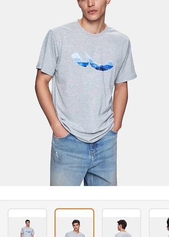 Gri bol kesim erkek tisort - Görsel 2