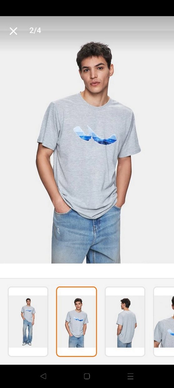 Gri bol kesim erkek tisort - Görsel 2