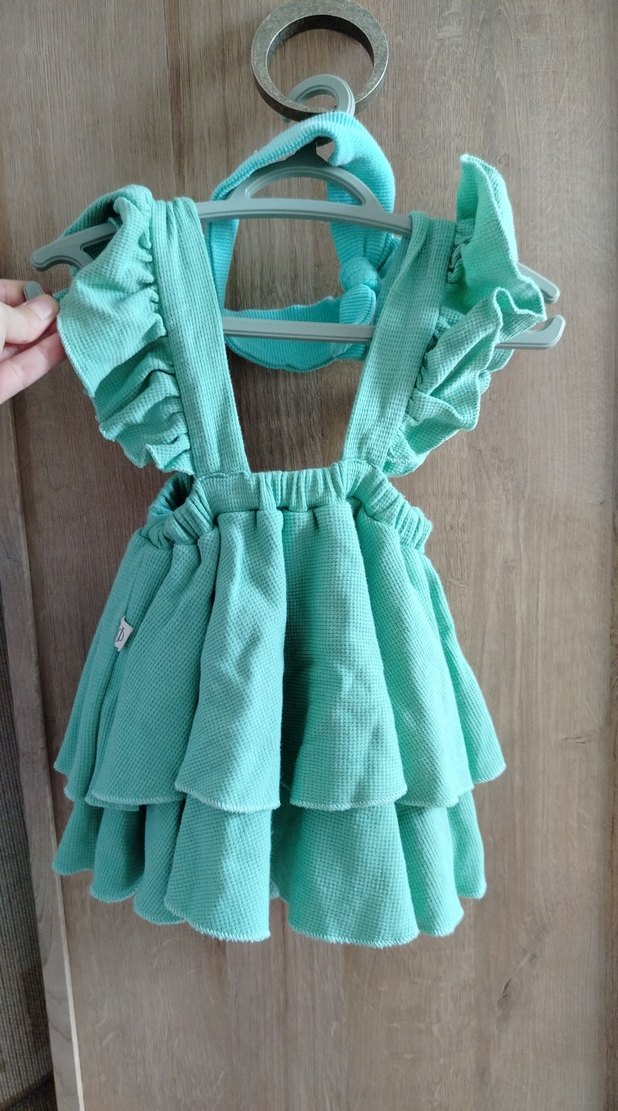 Turkuaz Fırfırlı Kız Çocuk Elbise - Görsel 2
