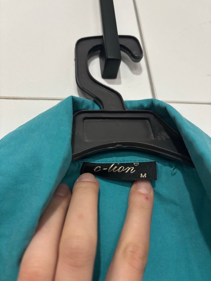 Kadın Turkuaz Kısa Kollu Keten Tunik - Görsel 4