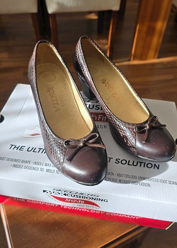 Deri, Kahverengi Yılan Desenli Topuklu Kadın Ayakkabı - Görsel 2