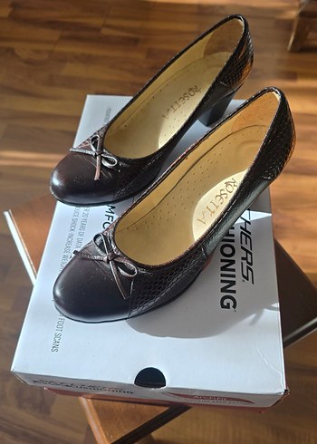 Deri, Kahverengi Yılan Desenli Topuklu Kadın Ayakkabı - Görsel 6