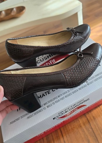 Deri, Kahverengi Yılan Desenli Topuklu Kadın Ayakkabı - Görsel 5