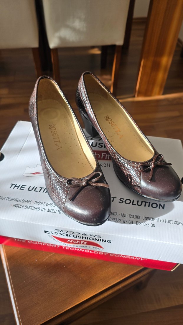 Deri, Kahverengi Yılan Desenli Topuklu Kadın Ayakkabı - Görsel 2