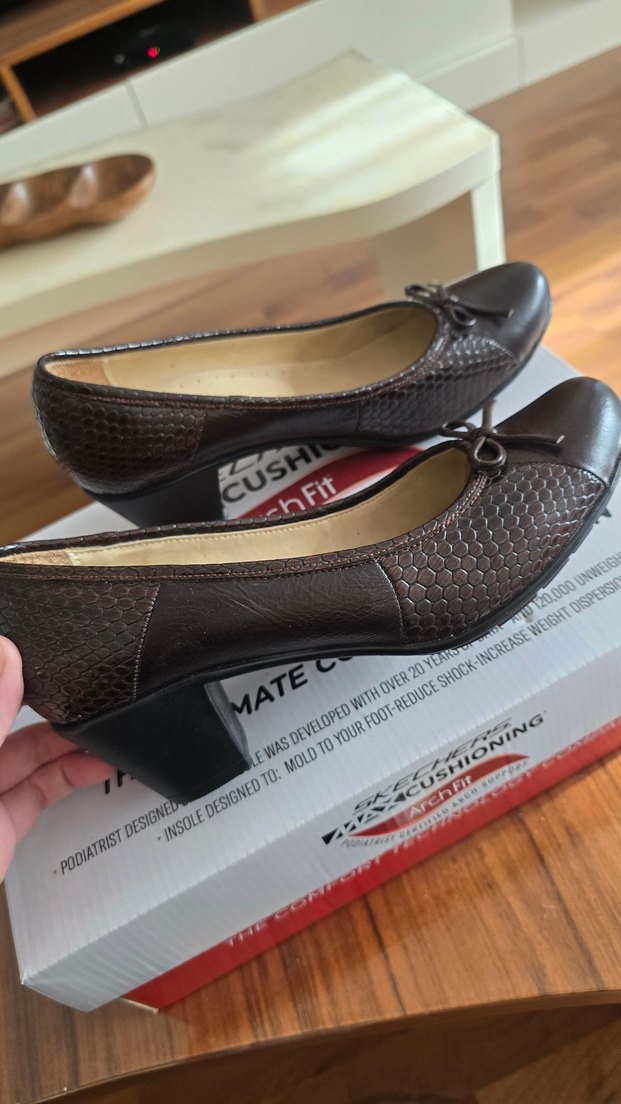 Deri, Kahverengi Yılan Desenli Topuklu Kadın Ayakkabı - Görsel 5