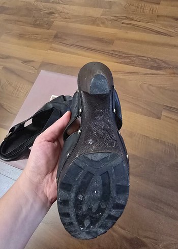 Hakiki Deri, Siyah Platform Topuklu Kadın  Ayakkabısı - Görsel 4