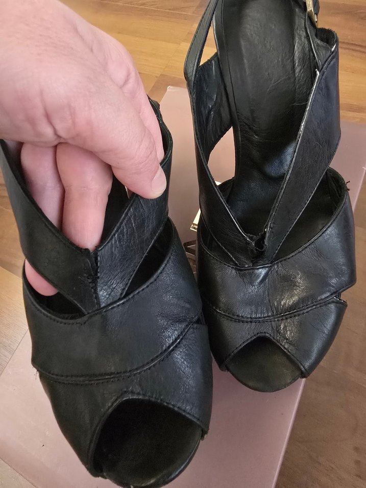 Hakiki Deri, Siyah Platform Topuklu Kadın  Ayakkabısı - Görsel 5