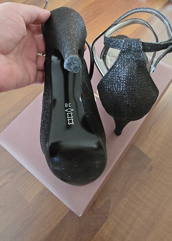 Işıltılı Siyah Bağcıklı Stiletto Topuklu Kadın Ayakkabı - Görsel 12