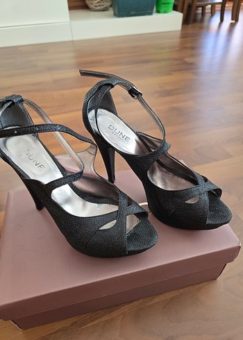 Işıltılı Siyah Bağcıklı Stiletto Topuklu Kadın Ayakkabı - Görsel 3