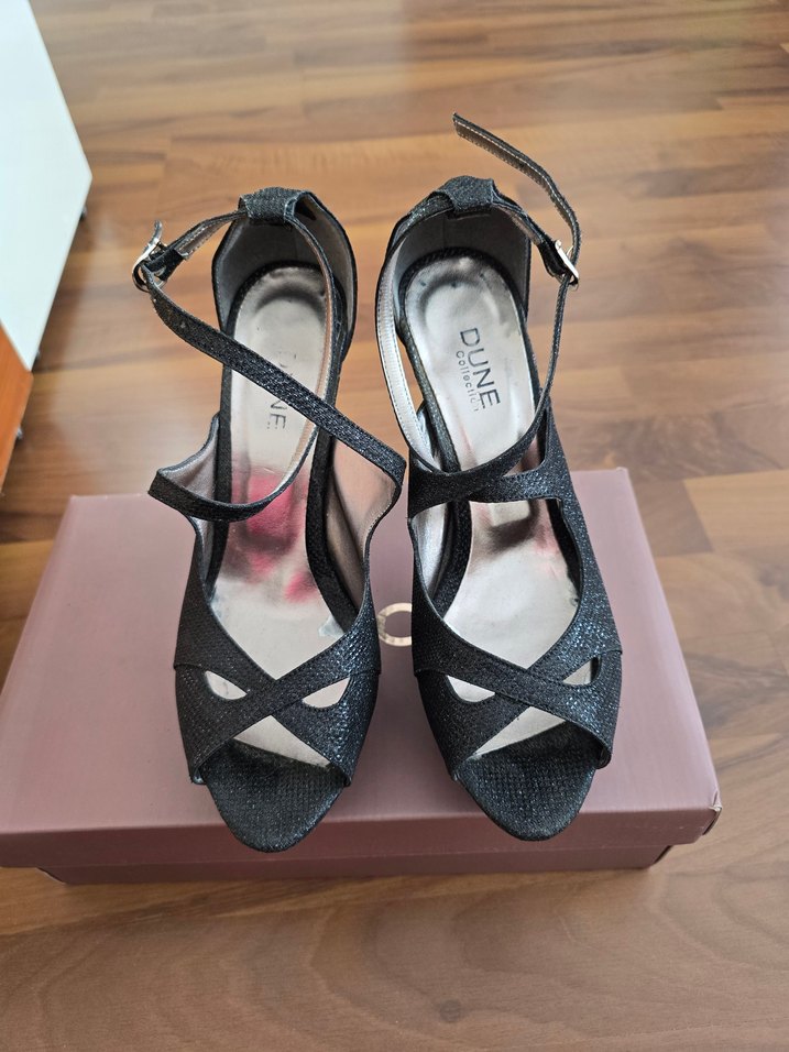 Işıltılı Siyah Bağcıklı Stiletto Topuklu Kadın Ayakkabı - Görsel 2