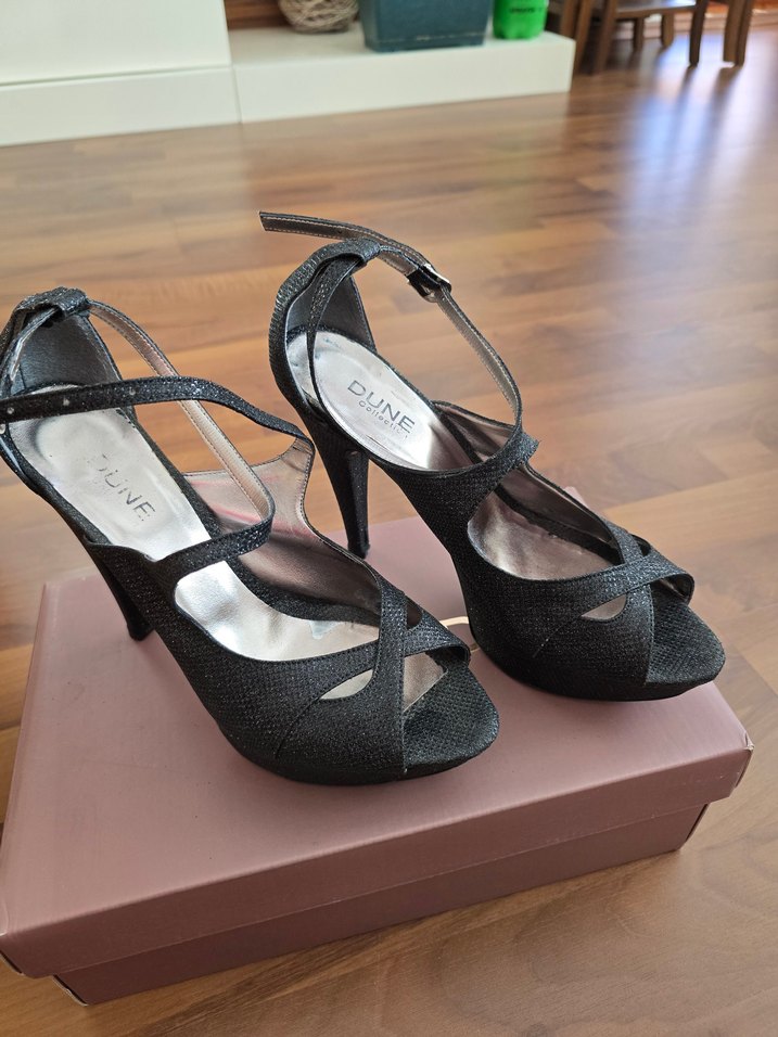 Işıltılı Siyah Bağcıklı Stiletto Topuklu Kadın Ayakkabı - Görsel 3