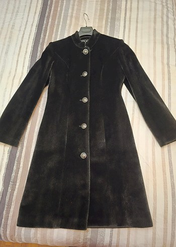 Siyah Uzun Tay tüyü Kadın Kaban - Görsel 5