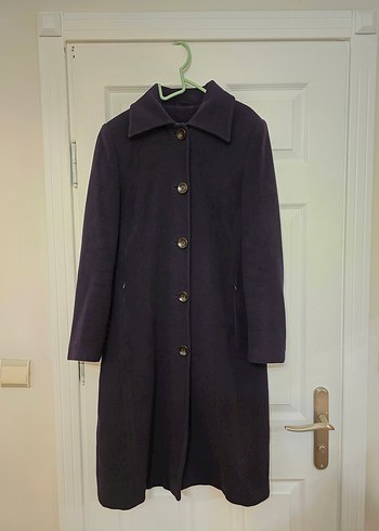 Yün, kaşmir Lacivert Kaban - Görsel 3