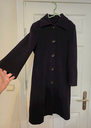 Yün, kaşmir Lacivert Kaban - Görsel 4