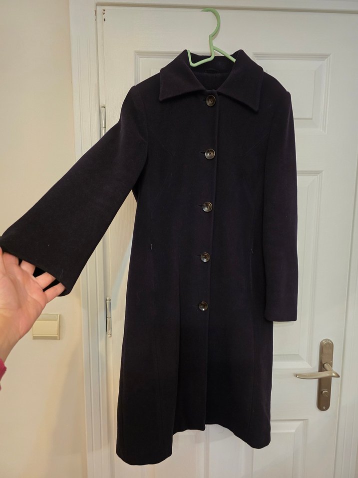 Yün, kaşmir Lacivert Kaban - Görsel 4