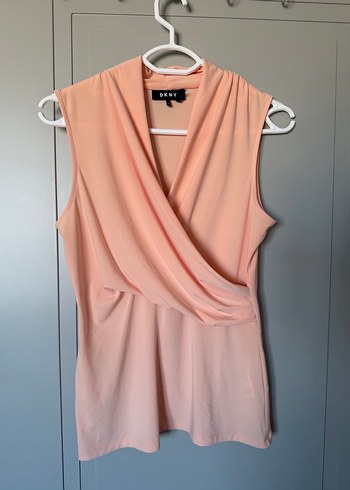 DKNY Pudra Pembe Kruvaze Bluz