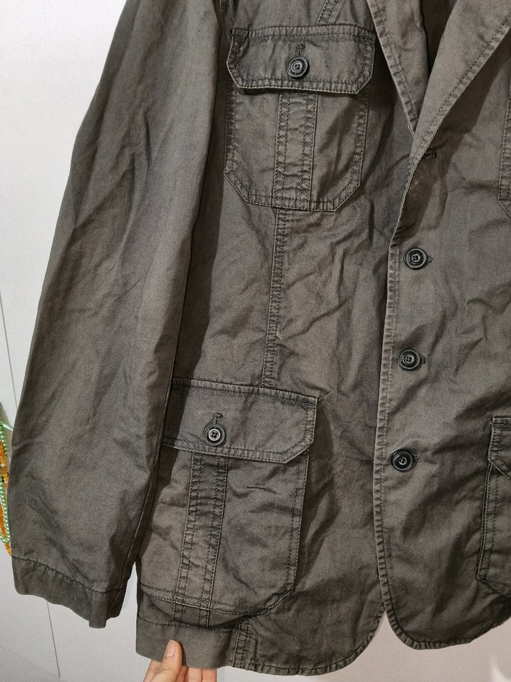 Gri Erkek Keten Düğmeli Ceket - Görsel 3