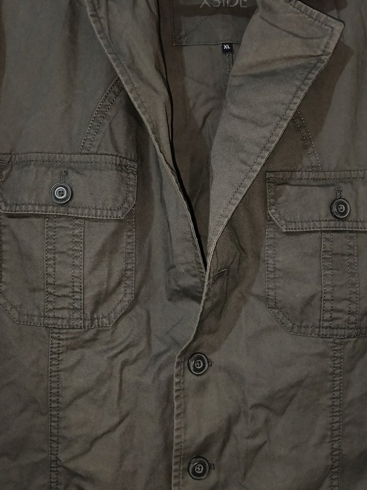 Gri Erkek Keten Düğmeli Ceket - Görsel 4