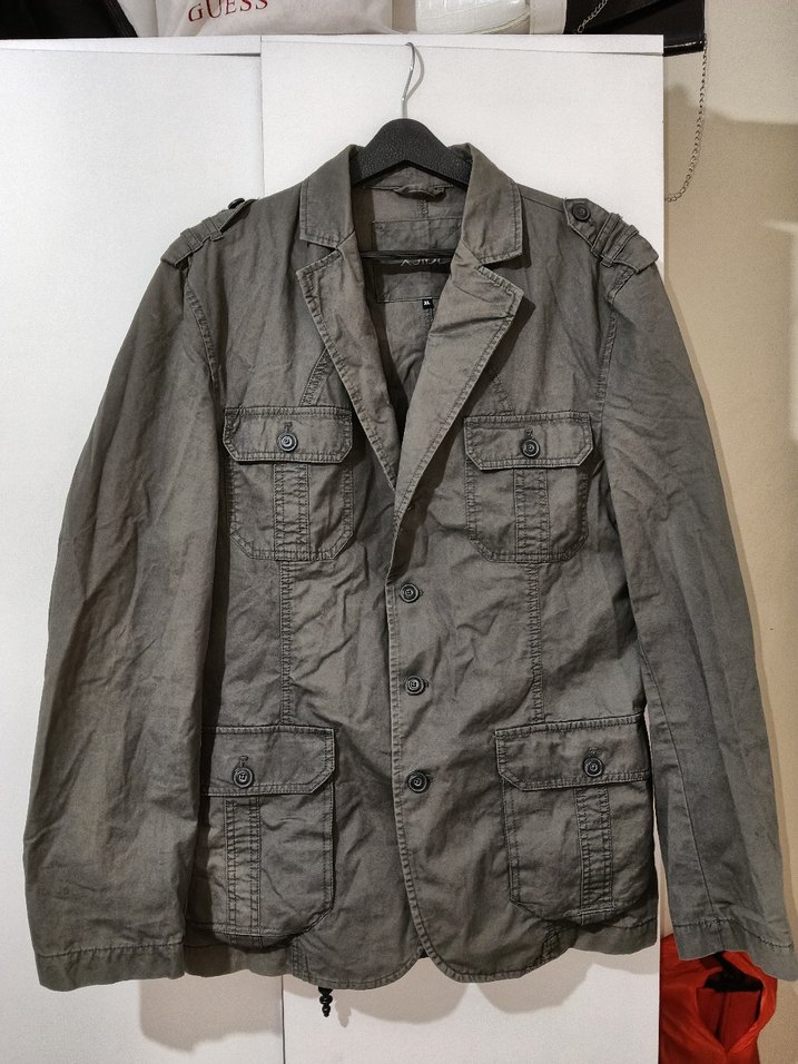 Gri Erkek Keten Düğmeli Ceket - Görsel 2