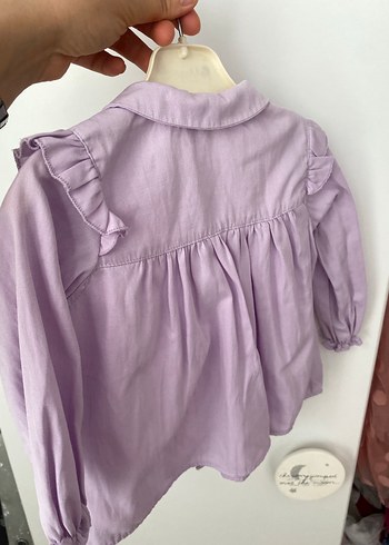 For My Baby Kız Çocuk Lila Uzun Kollu Fırfırlı Gömlek