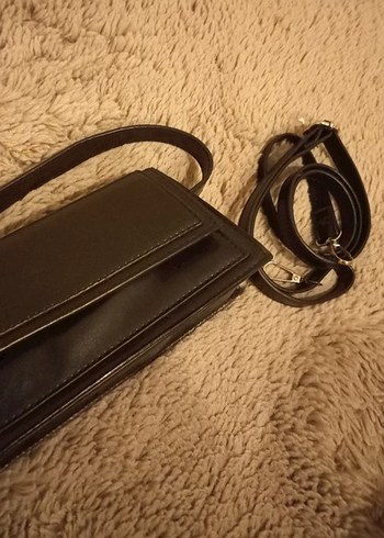 Klasik Siyah Deri Tokalı Kadın Çanta - Görsel 3