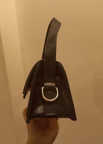 Klasik Siyah Deri Tokalı Kadın Çanta - Görsel 5