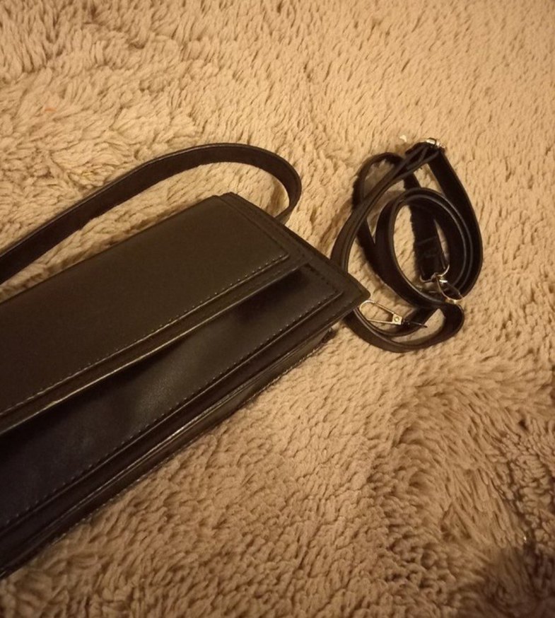 Klasik Siyah Deri Tokalı Kadın Çanta - Görsel 3