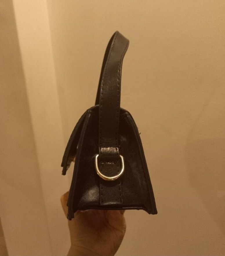 Klasik Siyah Deri Tokalı Kadın Çanta - Görsel 5