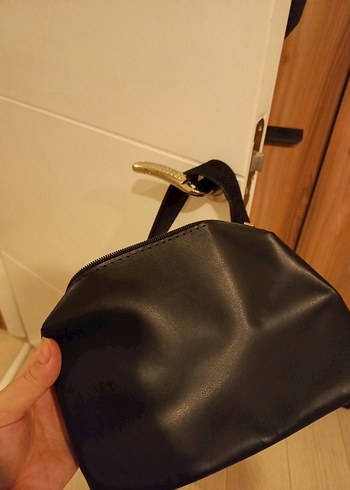 Kadın Siyah Süet Tokalı Omuz Çantası - Görsel 5