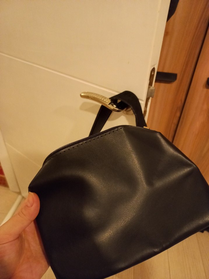 Kadın Siyah Süet Tokalı Omuz Çantası - Görsel 5