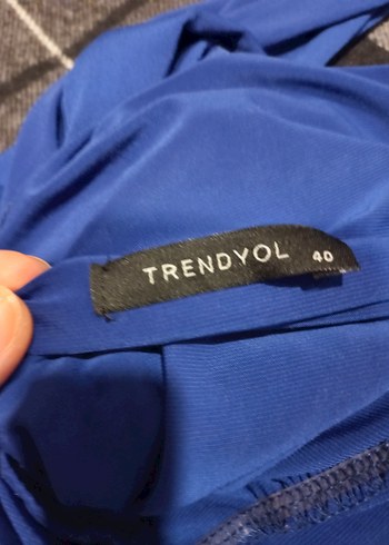 Mavi Drapeli Boğazlı Kadın Bluz - Görsel 2