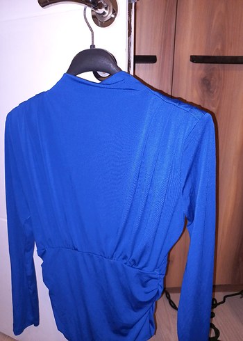 Mavi Drapeli Boğazlı Kadın Bluz - Görsel 8