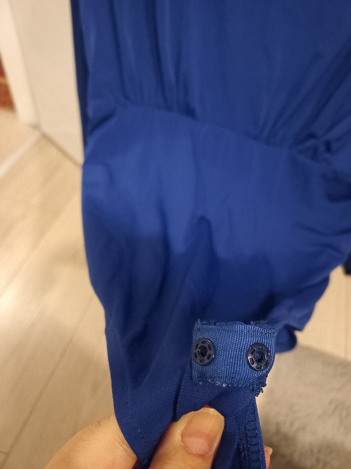 Mavi Drapeli Boğazlı Kadın Bluz - Görsel 4