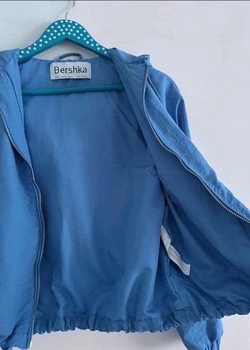 xs Beden Mavi Kapüşonlu Fermuarlı Kadın Ceket