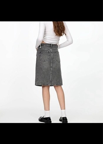 Pull and Bear Gri Kot Midi Etek