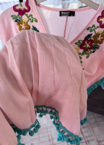 İpekçi Otantik Püsküllü Nakışlı Pembe - Görsel 3