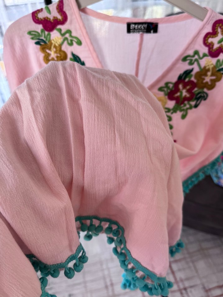 İpekçi Otantik Püsküllü Nakışlı Pembe - Görsel 3