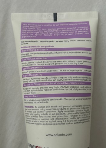 Beden Diger Solante Pregna SPF 50+ Güneş Koruyucu Losyon 150 ml