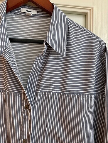l Beden Mavi Jeans/ Çizgili Oversize Gömlek