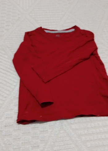 Kız Çocuk Kırmızı Uzun Kollu Basic Tişört - Görsel 2