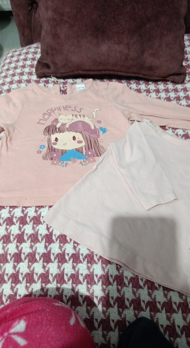 Kız Çocuk Pembe Uzun Kollu Baskılı Tişört - Görsel 3