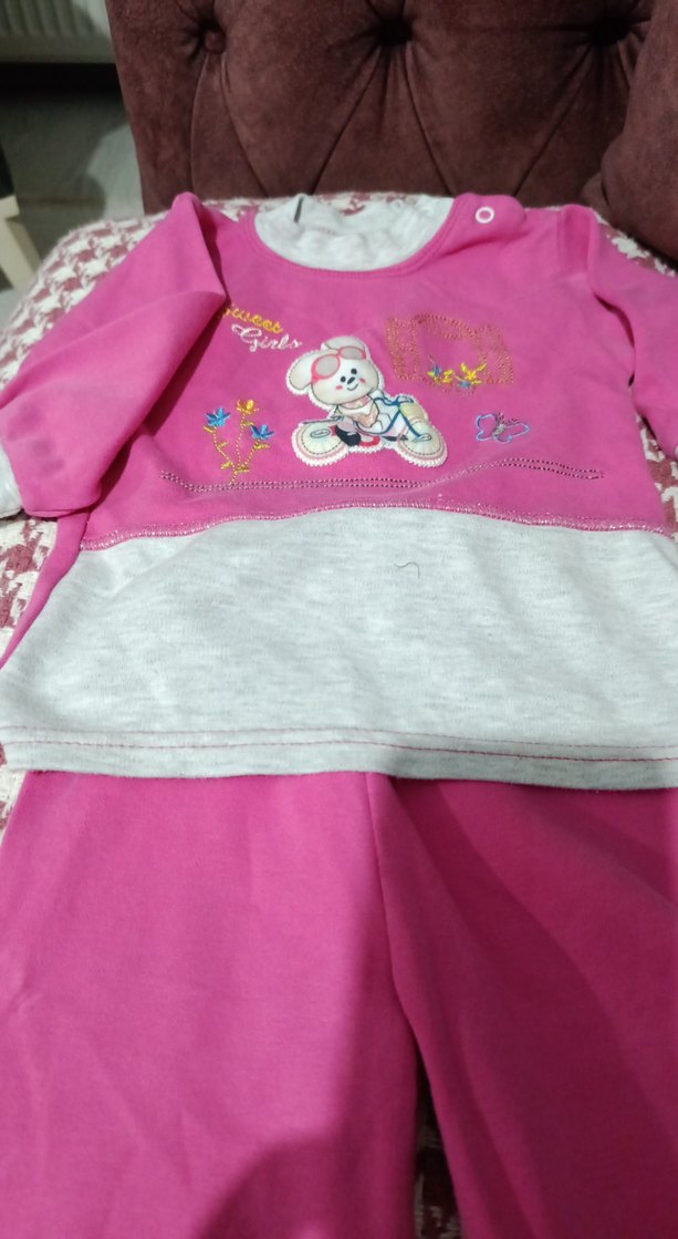 Pembe Dantel Detaylı Bebek Kız Takımı - Görsel 2